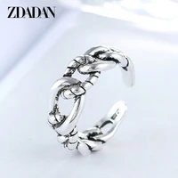 zdadan 925 sterling silver weave rings for women thai silver knotted open ring fashion jewelry