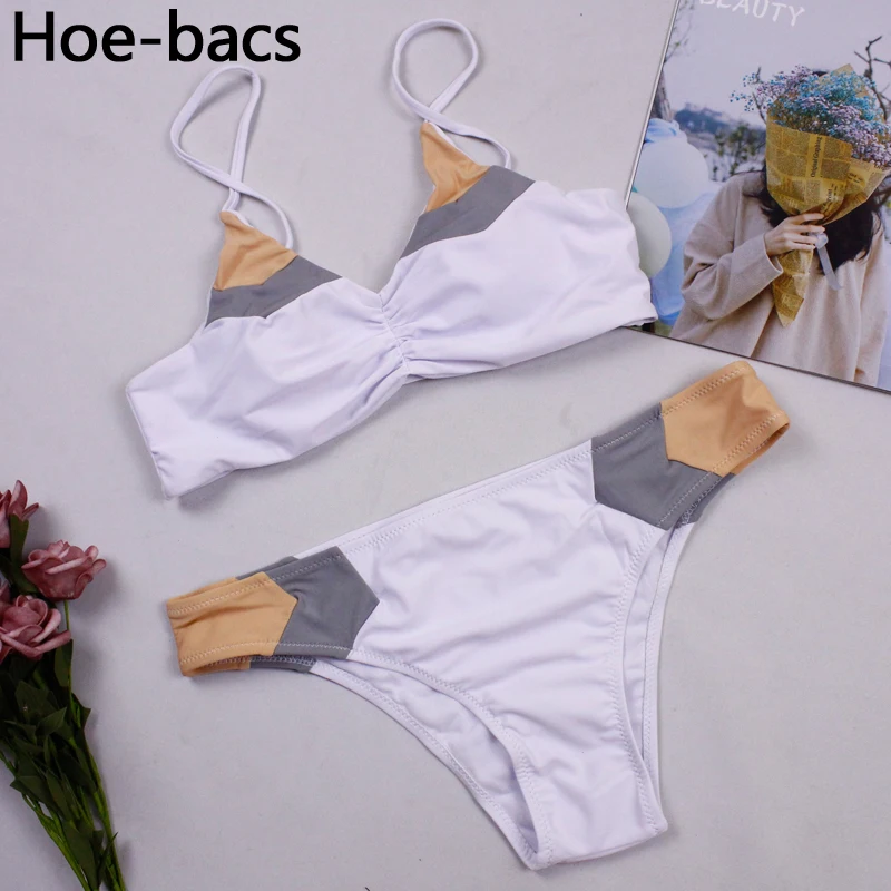 

2020 New Patchwork Bikini Set Women V-neck Low -waisted Two Piece Swimsuit 2020 Girl Beach Bathing Suit Swimwear Biquinis