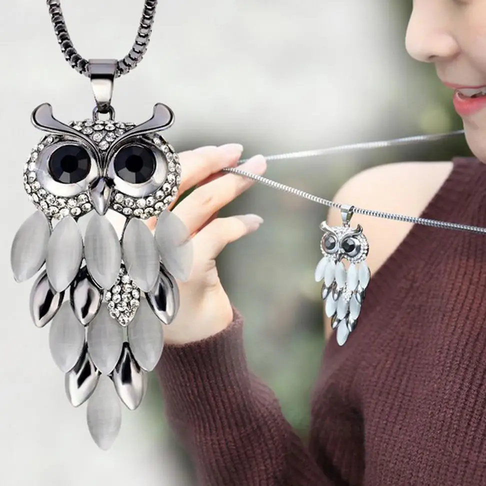 

collier femme jewelry natural stone statement necklace owl women bijoux colares 2017 choker long necklaces & pendants love gift