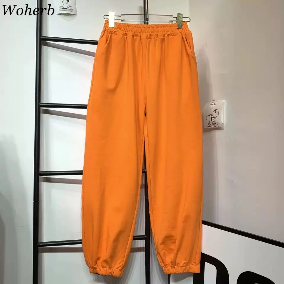 Женские штанишки карамельного цвета спортивные штаны Woherb свободные