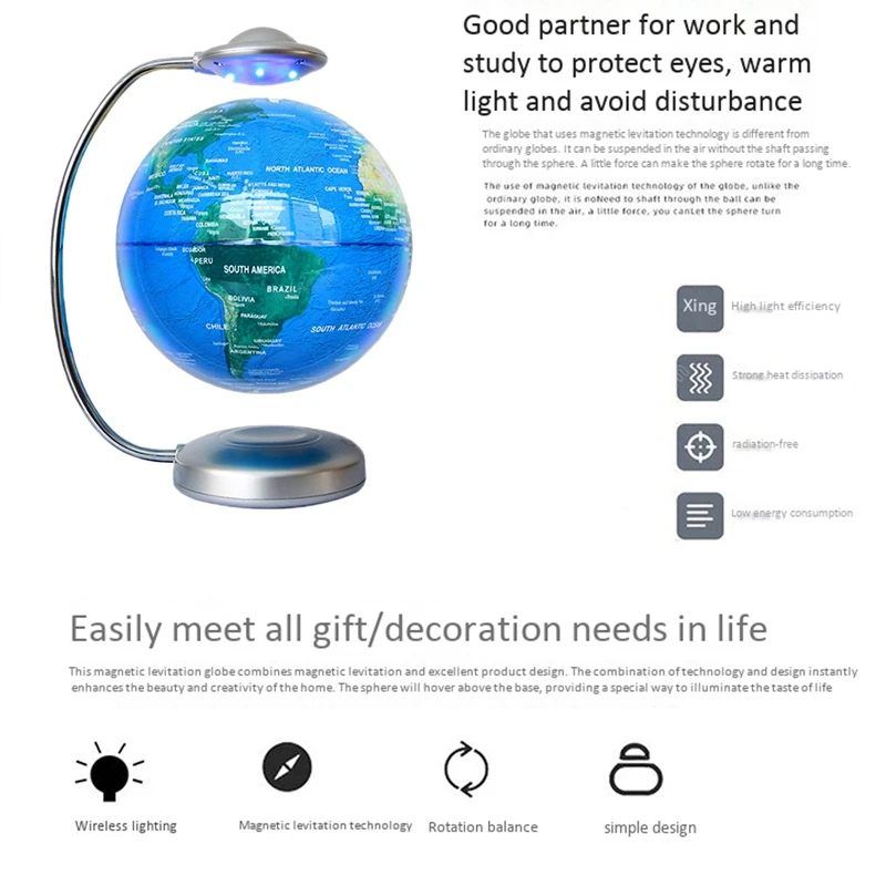 

8-Inch netic Levitation Light Globe, Floating Head Light, Sphere Light, Press Light for Office EU Plug