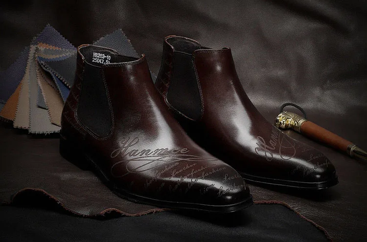 Модные мужские классические ботинки из 100% натуральной кожи роскошные