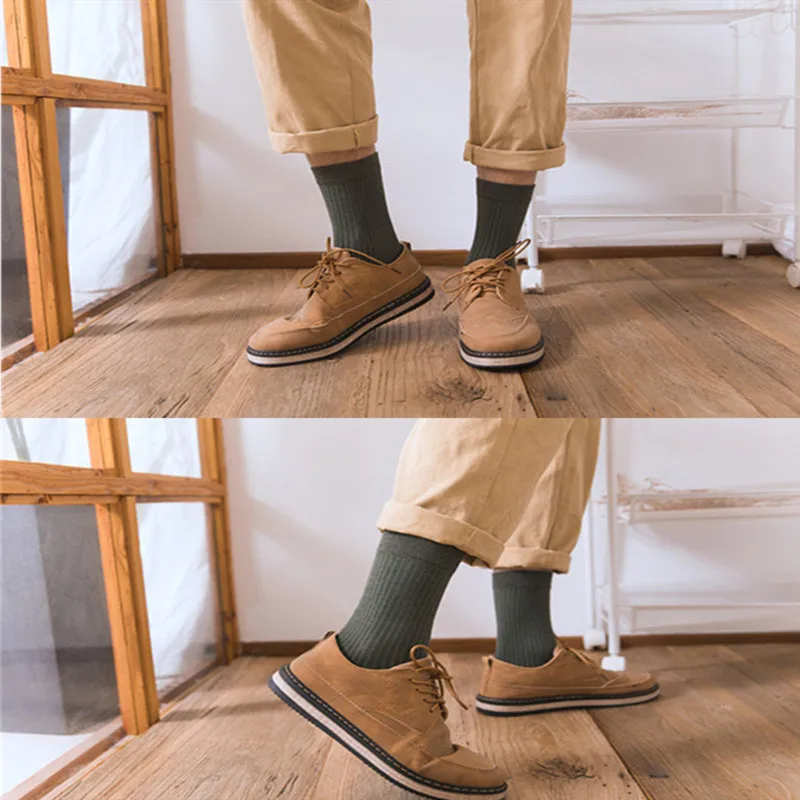 

High Quality Men's Socks Solid Black White Gray Long Socks Business Male Cotton Soft Breathable Streetwear Crew Sock Mens Gifts