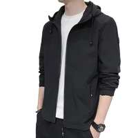 spring autumn mens casual solid color hooded jackets youth thin top zipper coats streetwear slim windbreaker clothing large 4xl