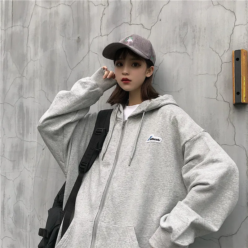 Zip Up Sweetshirts Women Hoodie Oversize Hoody Fashion Student Sweatshirt Spring Autumn Winter Hoodi Girl Hooded Sweatshirts New