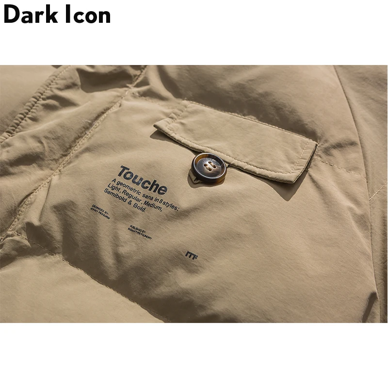 Темная икона сплошной цвет Harajuku стиль мужская зимняя куртка Пальто Повседневная