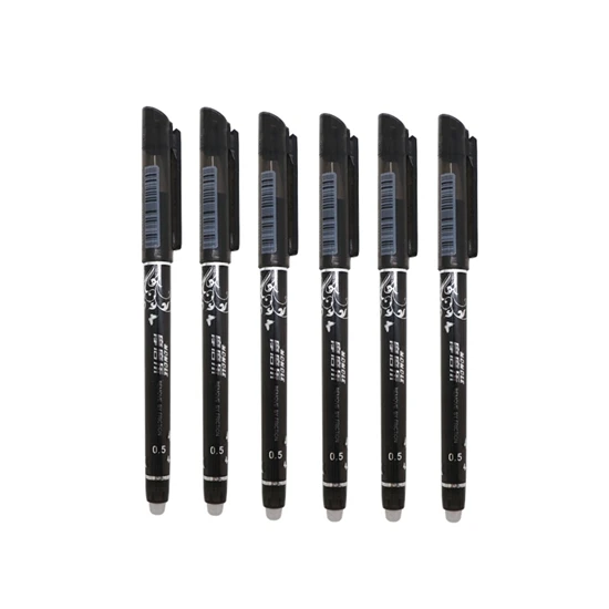 6 Pcs black 3/6 шт./компл. стирающаяся ручка с пастой синий/черный для студентов канцелярские принадлежности ручка Универсальный гелевая ручка 0,5 мм наконечник письма Fluently сильное качество - Цвет: 6 Pcs black