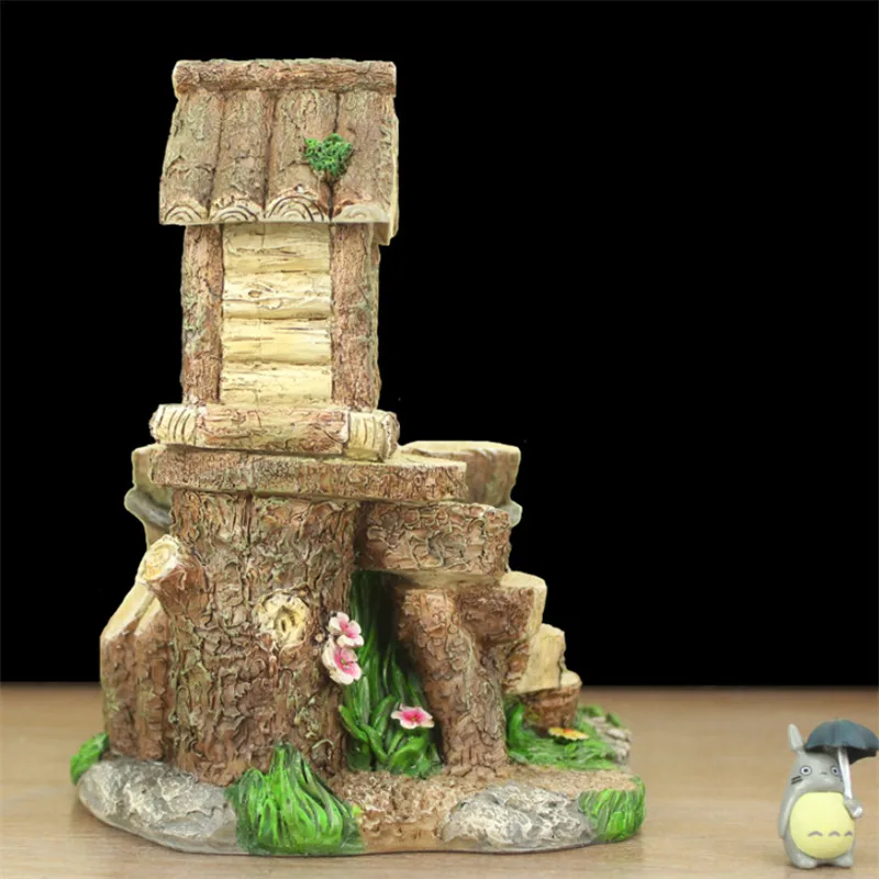 Тоторо смолы Настольный цветочный горшок дерево пень мини плантатор Креативный