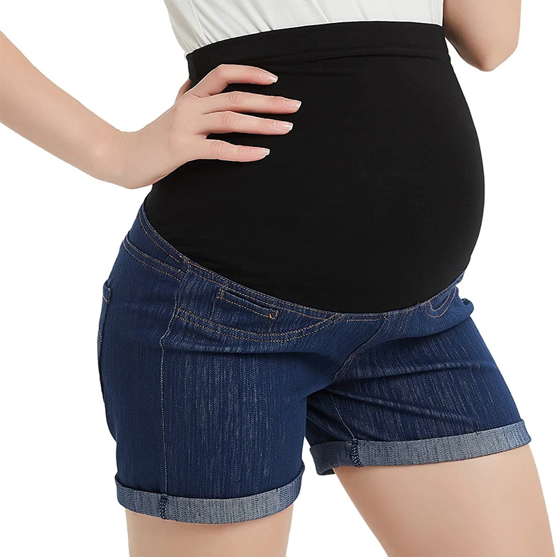 Pregnant Denim Shorts Elastic High Waist Jeans Summer Autumn Skinny Maternity Pants Pregnancy Women Clothes