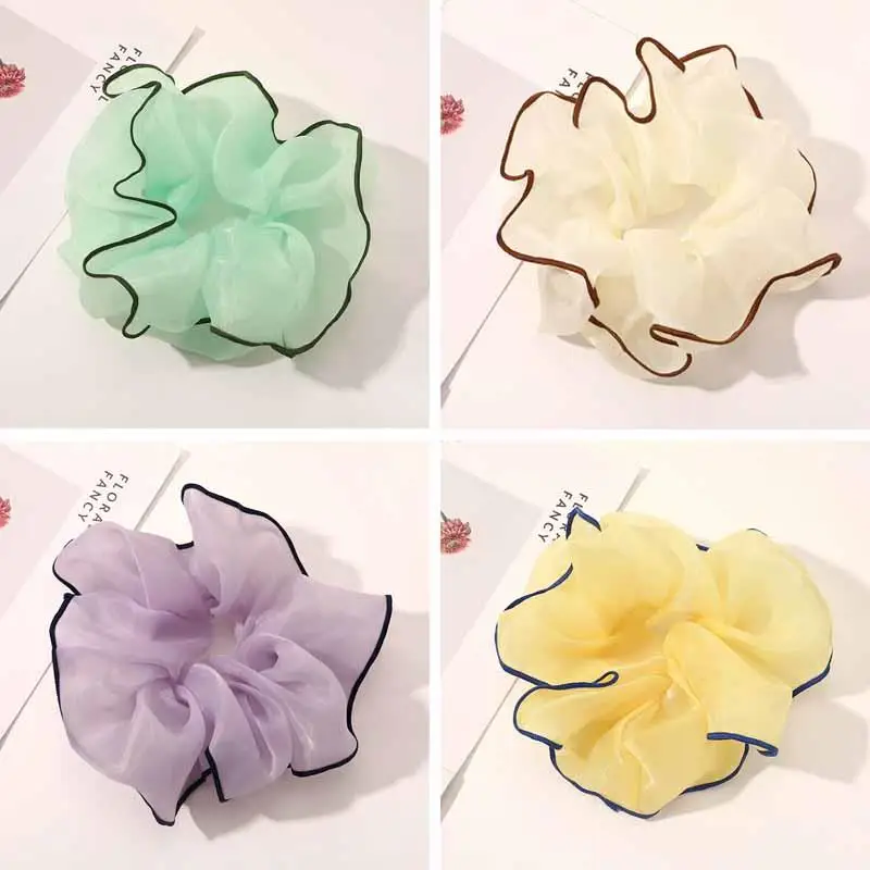 

Korea Oversized Small Fresh Oversized Scrunchies Contrast Color Hair Ring Women Hair Accessories Sweet Hair Ties Ponytail Holder