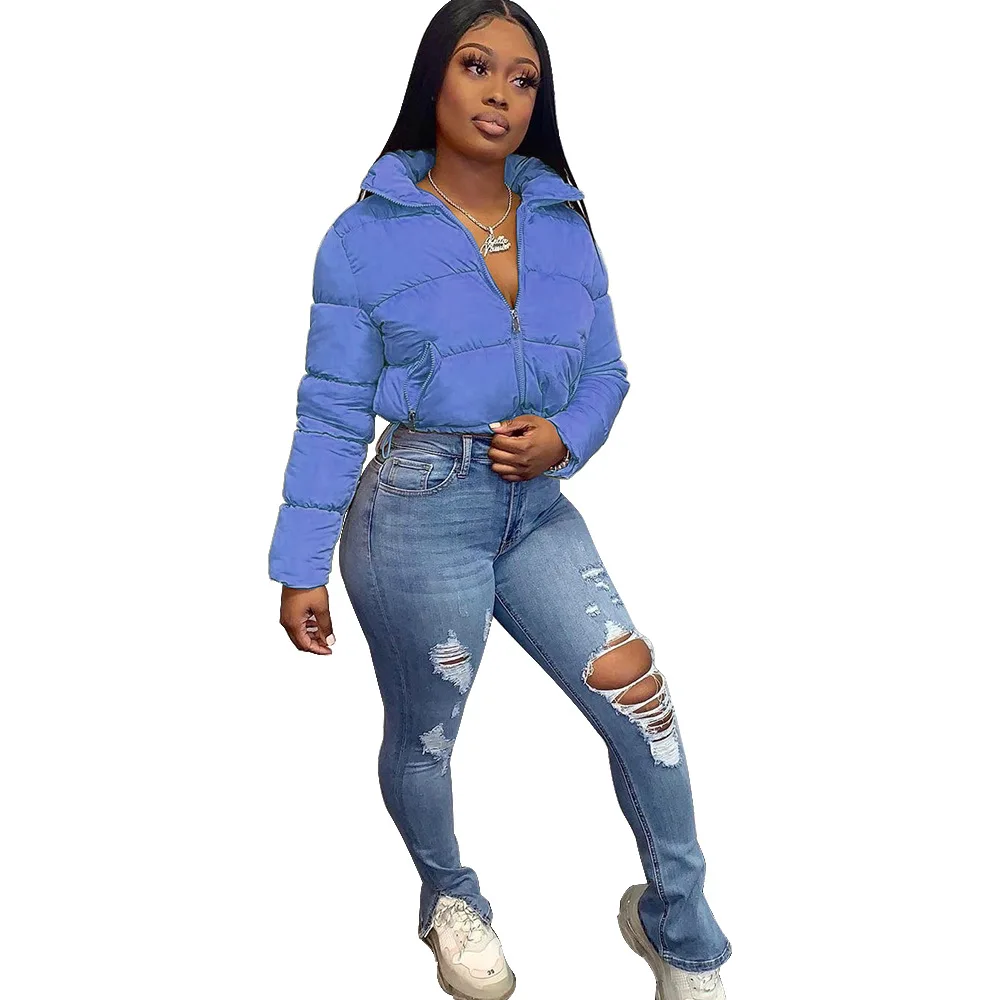 Однотонный короткий пуховик для женщин уличная Теплая парка плотная