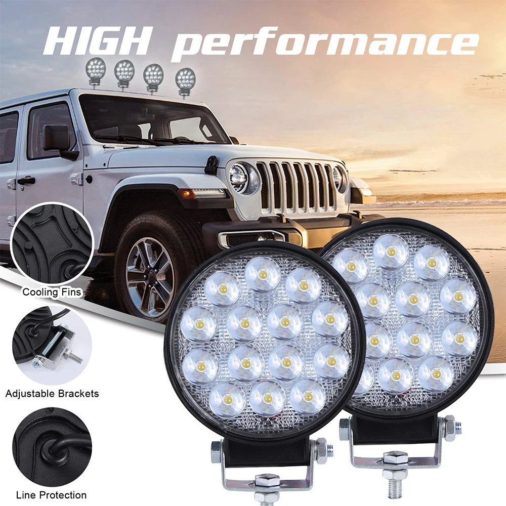 4Pcs 12V Led Work Light 24V Beams Bar Offroad 4x4 Car SUV Accessories Fog Lamp for Pickup Truck jeep wrangler tj | Автомобили и