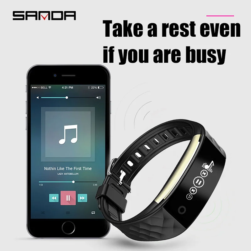 

Sanda S2 Smart Bracelet Fitness Tracker Pedometer Sleep Monitoring Heart Rate Smart Wristband Activity Tracker Waterproof