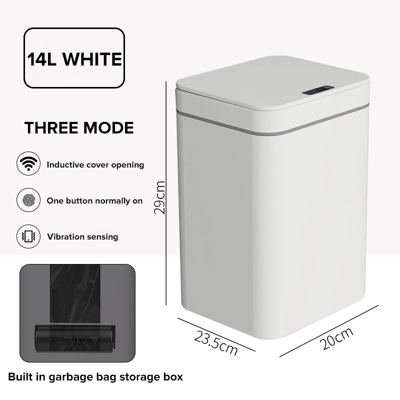 

14L Intelligent Trash Can Automatic Sensor Dustbin Smart Sensor Electric Waste Bin Home Rubbish Can For Kitchen Bathroom Garbage