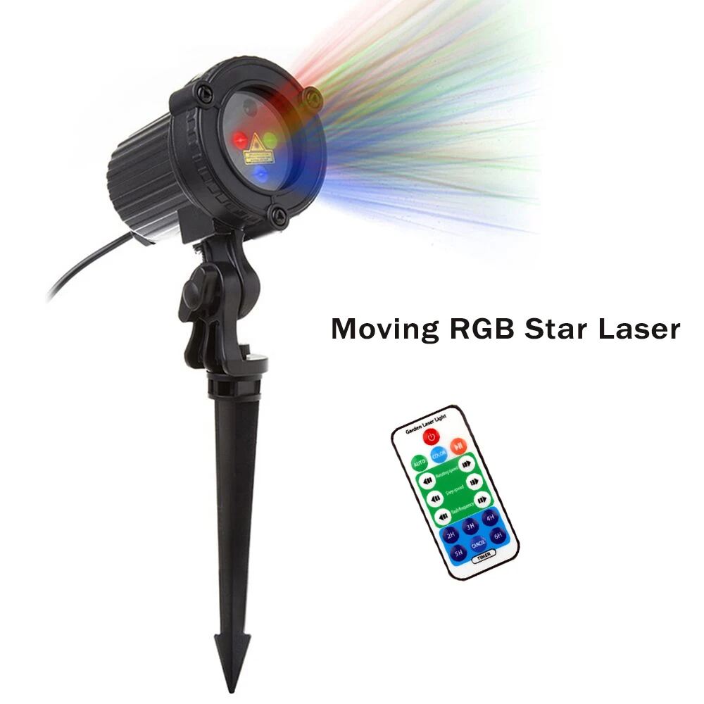 RGB лазерные рождественские огни движущиеся звезды красный зеленый синий душ проектор Сад Открытый водонепроницаемый IP65 украшения с дистанционным управлением