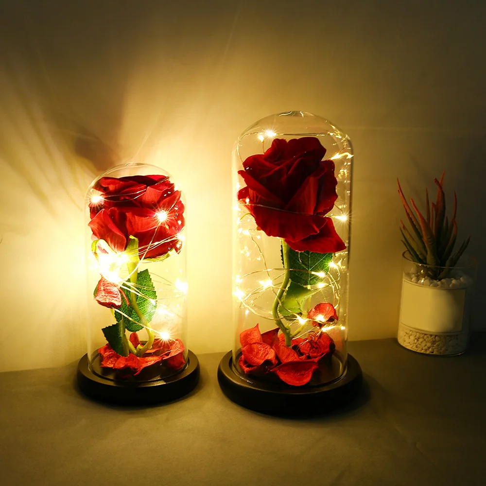 Романтический Ночной светильник с розовым стеклянным куполом деревянная основа