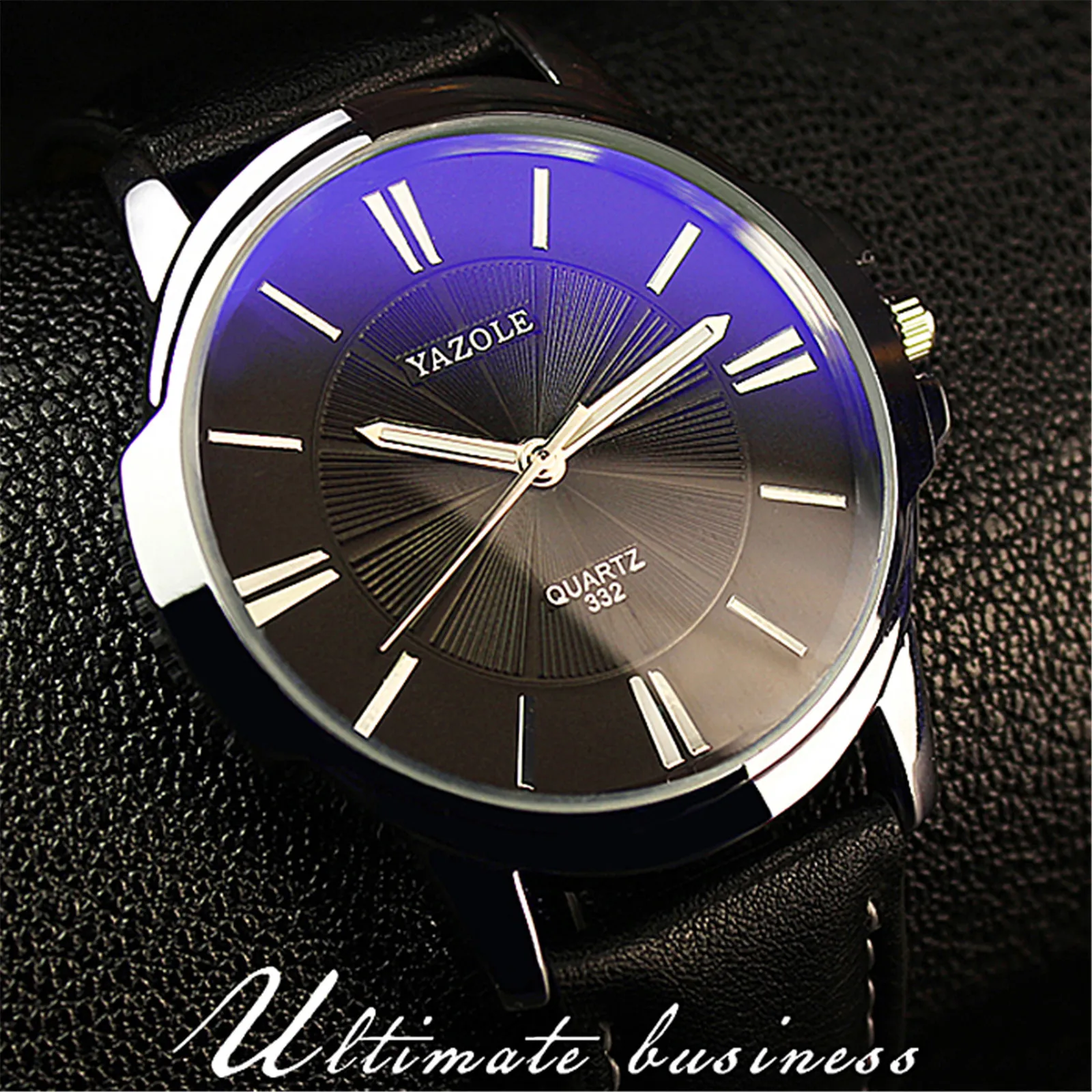 

Mens Blu-ray Roman Numeral Watch Top Brand Luxurious Business Leather Band Quartz Analog Wrist Watch Business Belt Quartz Watch