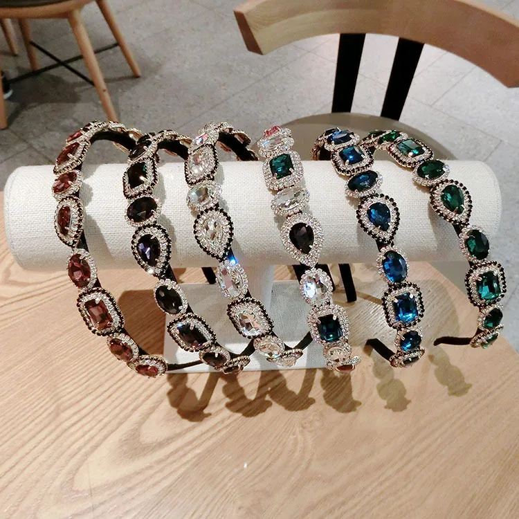 Ободки в стиле барокко с цветными камнями для женщин аксессуары волос