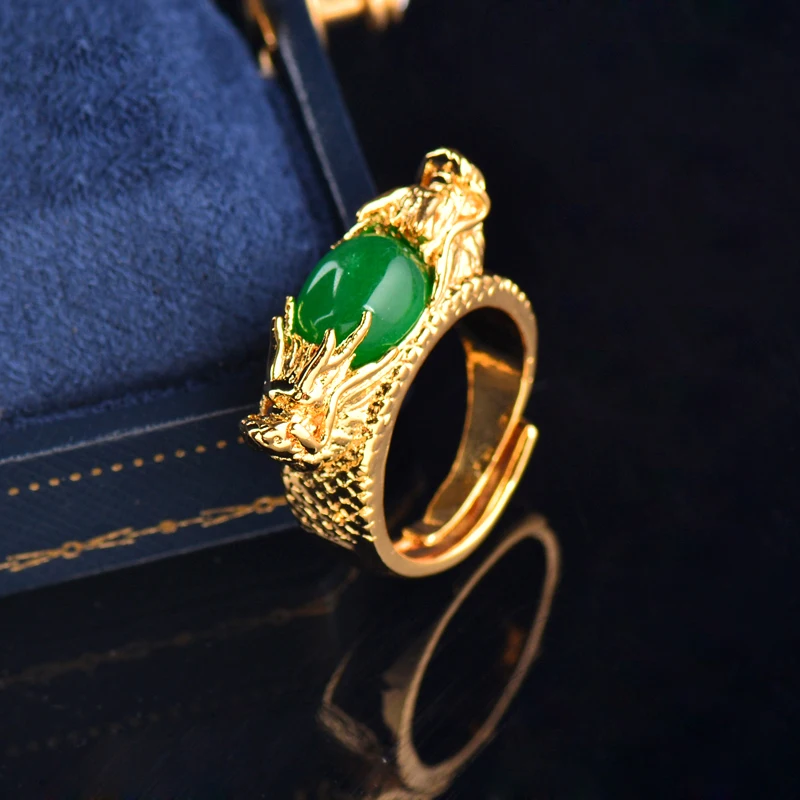 SINLEERY роскошные кольца с рисунком дракона Желтое золото овальное черное зеленое