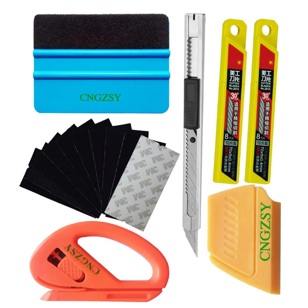 

Car Film Tool Vinyl Blue Plastic Scraper extra felt snitty cutter art knife sharp squeegee Window Glass Decal Applicator K53