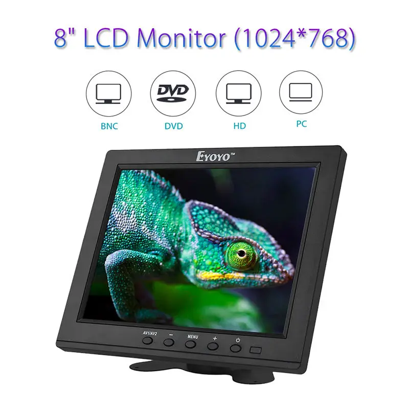 Eyoyo 8 inç HDMI monitör 1024x768 çözünürlük ekran taşınabilir 4:3 TFT LCD Mini HD renkli Video ekran