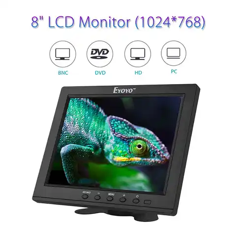Eyoyo 8-дюймовый HDMI монитор 1024x76 8-дюймовый портативный дисплей с разрешением 4:3 TFT LCD Mini HD цветной видеоэкран