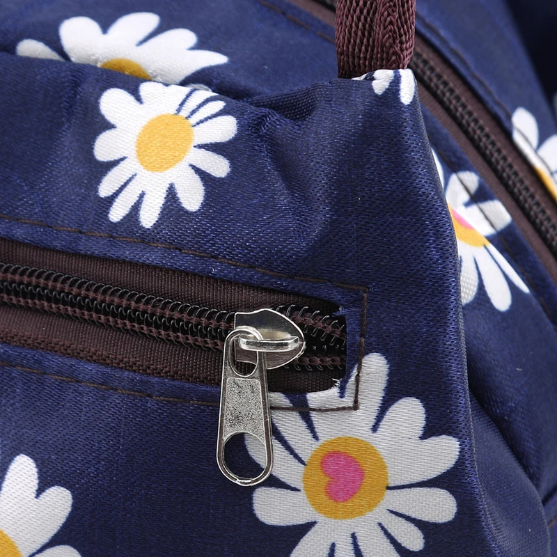 

Lunch Bags Women Portable Functional Canvas white flower print Insulated Thermal Food Picnic Kids Cooler Lunch Box Bag Tote
