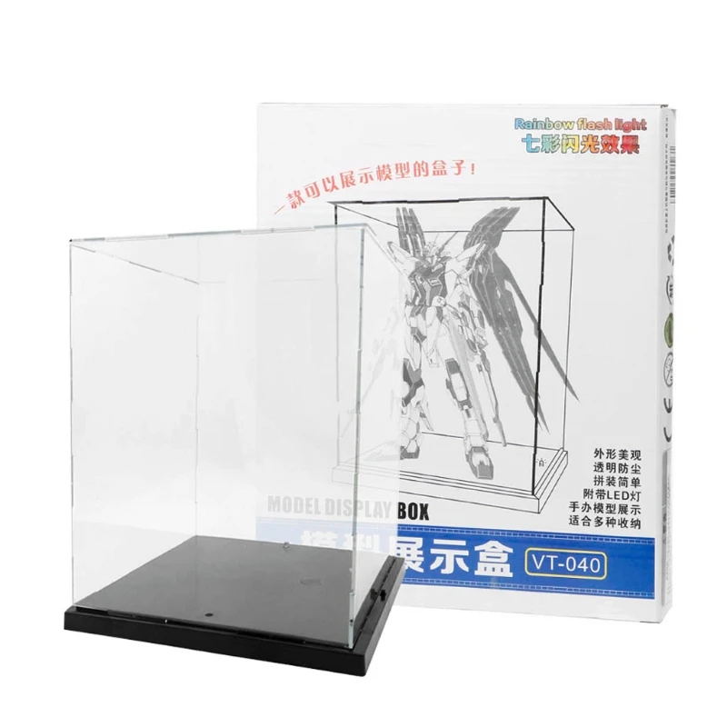 

Clear Acrylic Display Box With Colorful Light Dustproof Action Figure Showcase