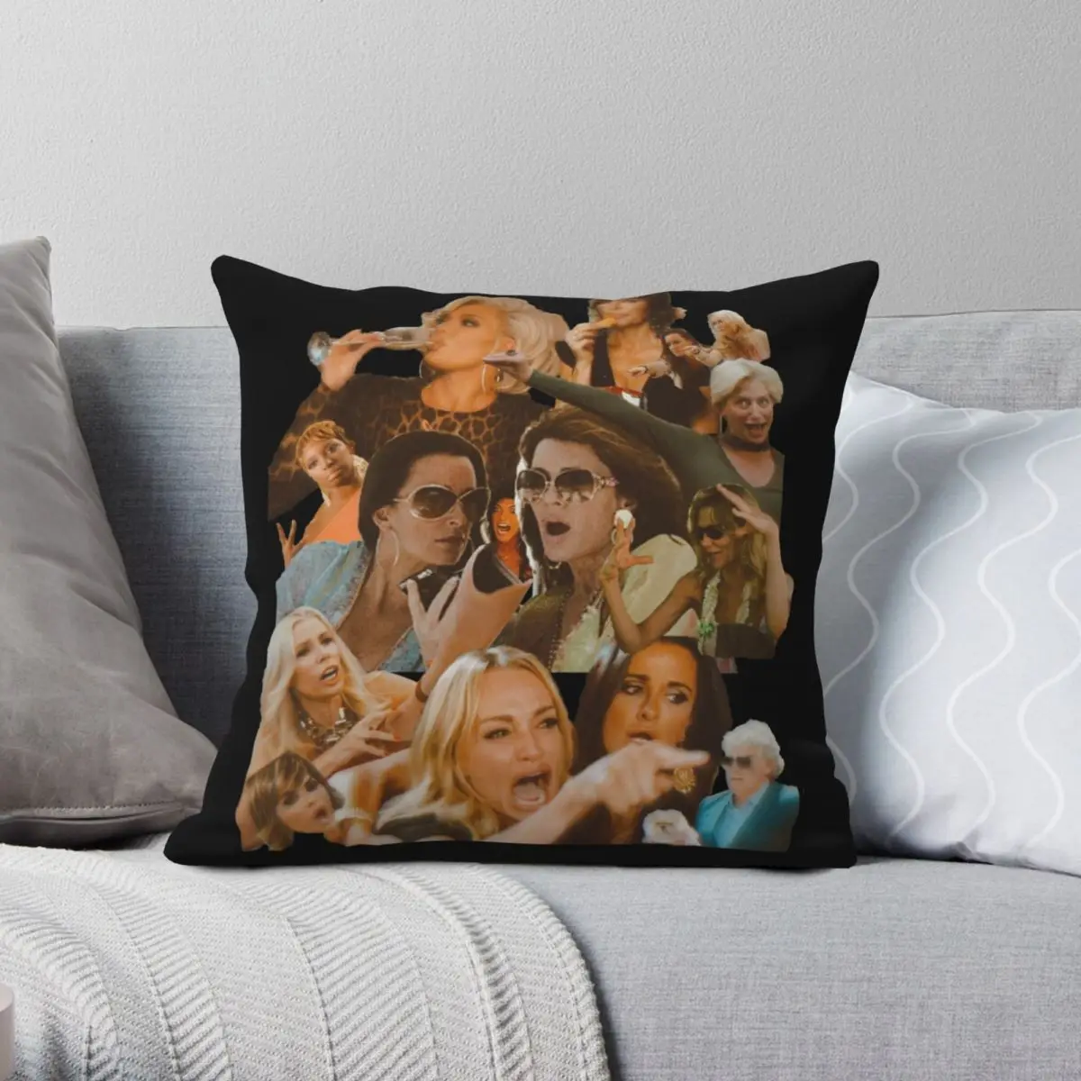

REAL HOUSEWIVES COLLAGE Pillowcase Polyester Linen Velvet Creative Zip Decor Car Cushion Case 45x45