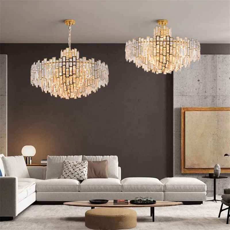Хрустальная люстра из нержавеющей стали для гостиной современный светильник в