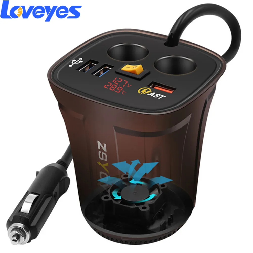 Автомобильное зарядное устройство QC3.0 с 3 USB портами для прикуривателя 60