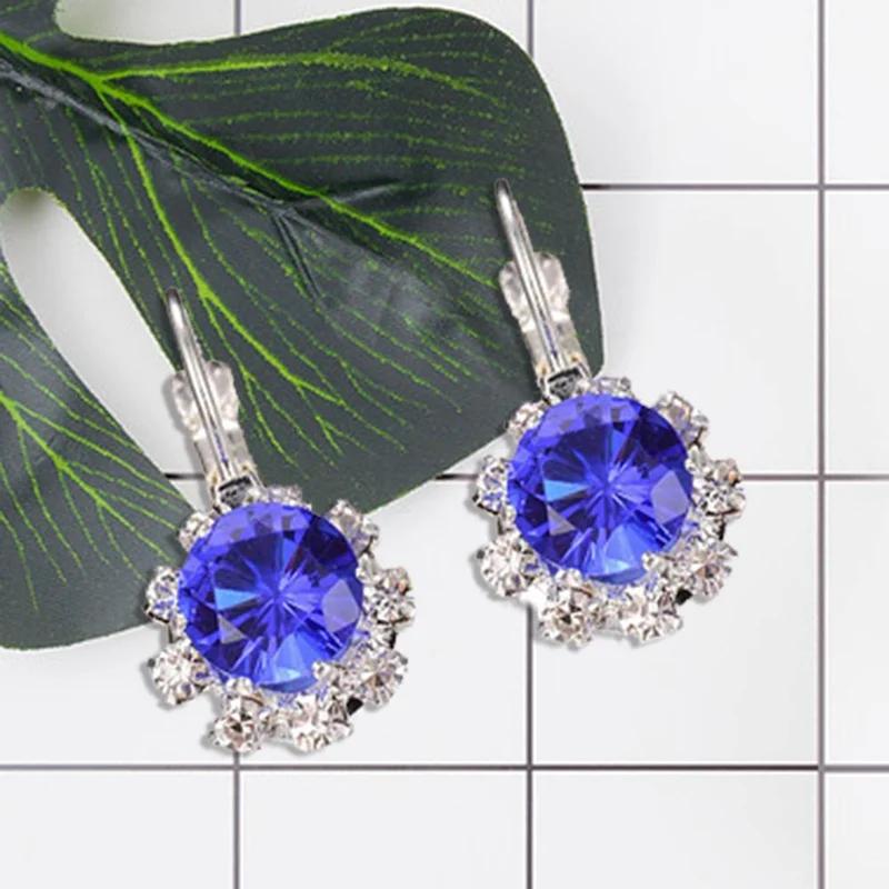 6 Цвета Большой Хрустальный Камень Стразы Серьги в виде капель с кубик циркония