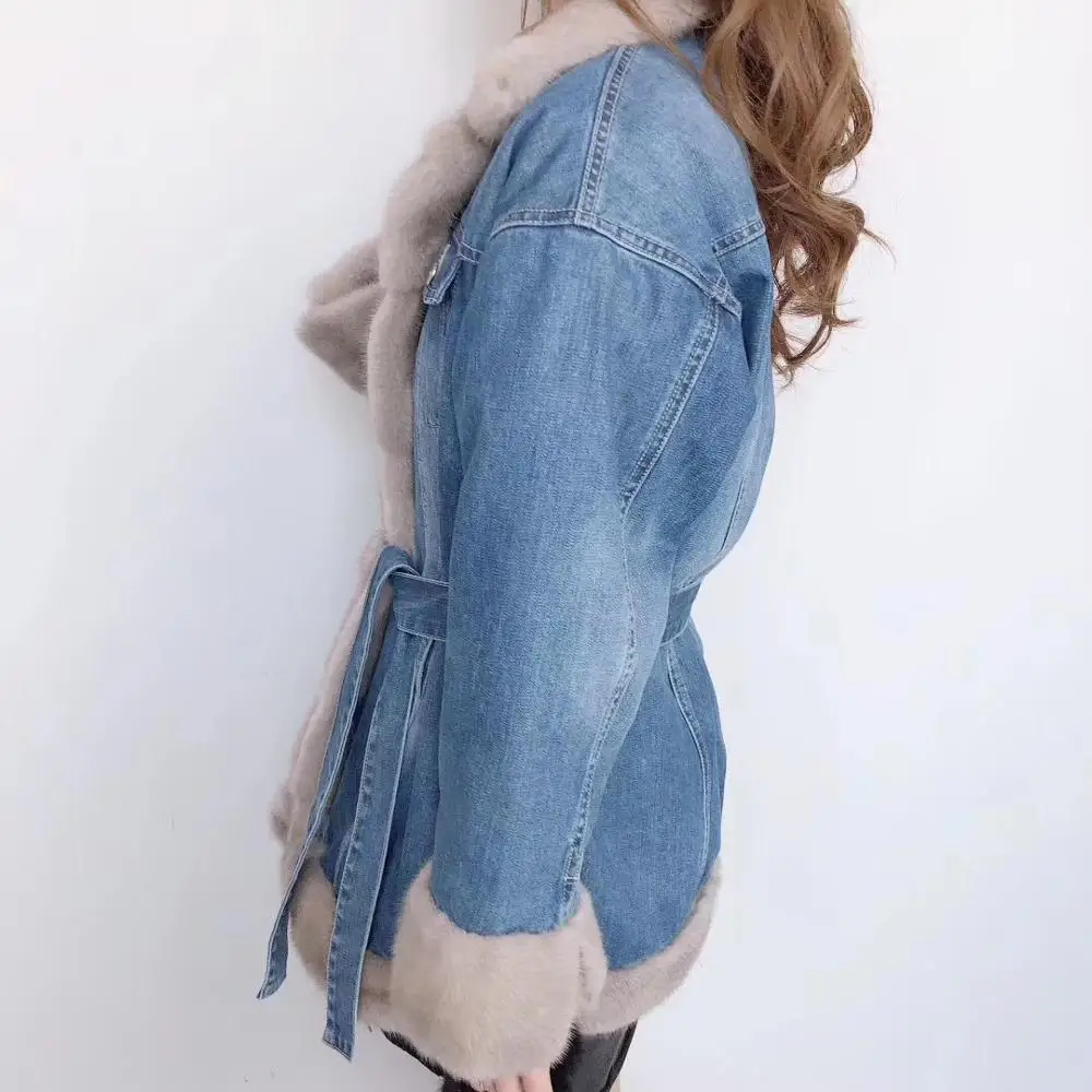 2020 Новая модная зимняя женская парка с воротником из натурального меха норки