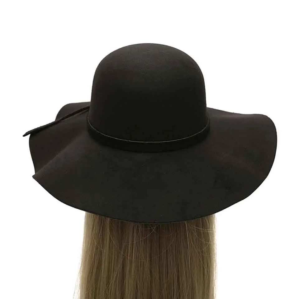 Ретро обувь однотонный цвет шляпа с широкими полями 10 см осень-зима шляпы-котелки