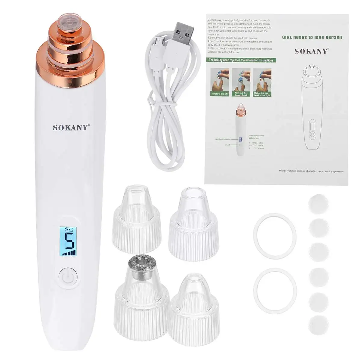 

8PCS/sets Blackhead Remover Face Deep Nose Cleaner T Zone Pore Acne Pimple Removal Vacuum Suction Facial Beauty Clean Skin Tool