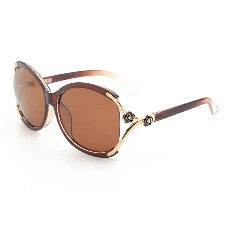 Поляризационные солнцезащитные очки для женщин уличные с цветком металлическая