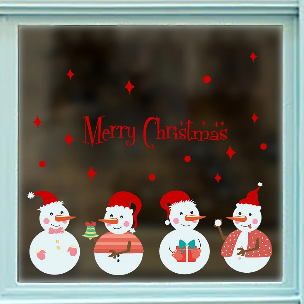 Рождественский фон для окна дивана украшение магазина настенные наклейки