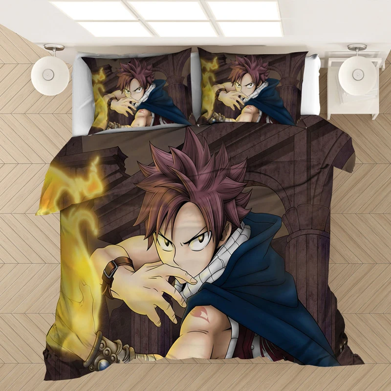 

FAIRY TAIL Anime Bedding Set Duvet Covers Pillowcases Bed Set Cartoon Comforter Bedding Sets Bedclothes Bed Linen (NO Sheet)