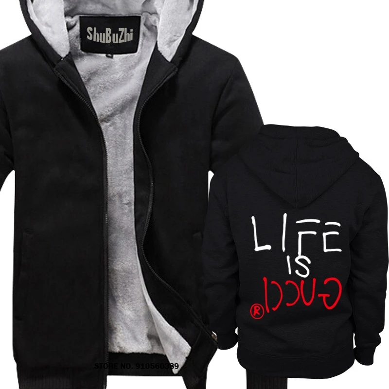 

New Brand Men jacket winter long sleeve hoody Life Is winter hoody Brand Clothing male thick jacket