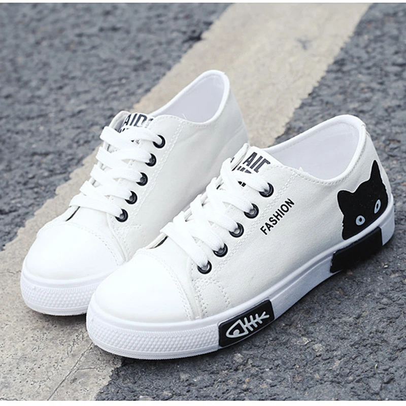 Женская парусиновая обувь весна 2020 мультяшный Кот женская повседневная удобная