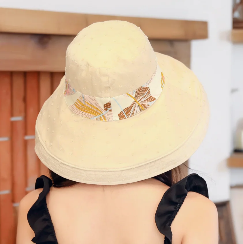 

Fisvds Women Reversible Bucket Hat UV Sun Protection Wide Brim Foldable Floppy Bucket Hat