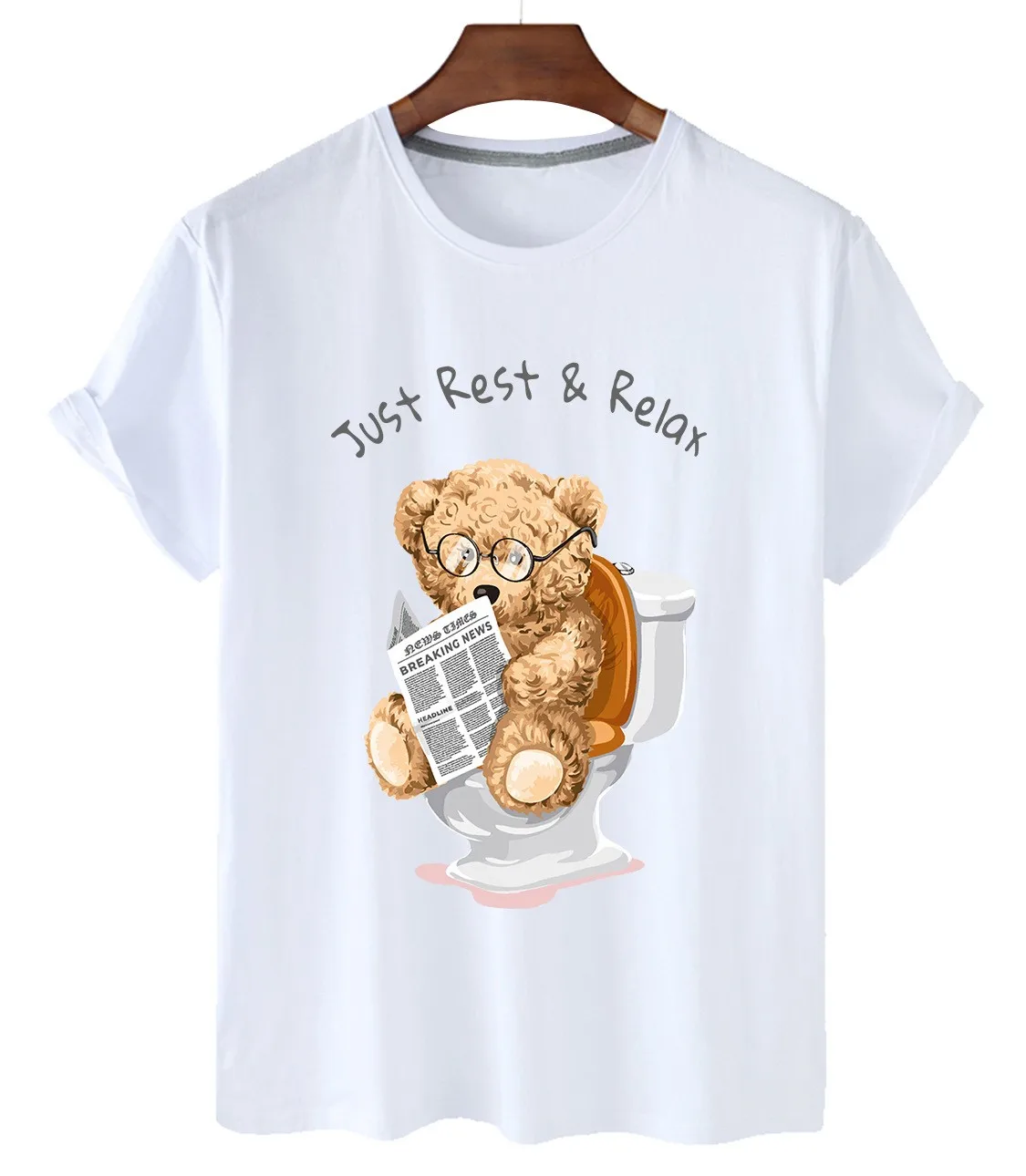 100% de algodón de estampado de oso camisa pantalón corto Casual de manga larga Top de las mujeres Camiseta de cuello redondo Camiseta S-3xl