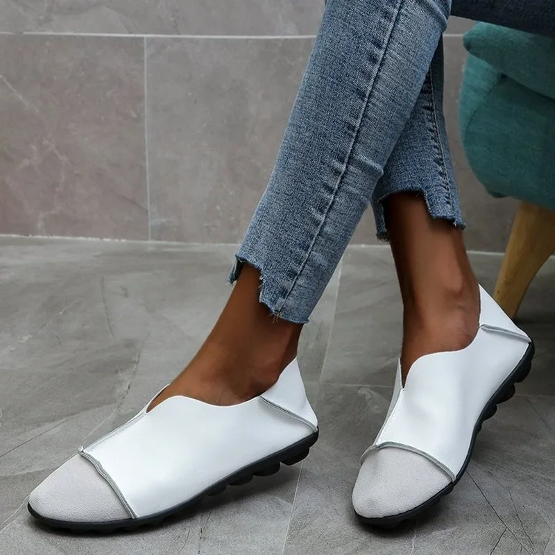 

Women2021 Leather Shoes Moccasins Mother Loafers Soft Flats Casual Female Driving Ballet Footwear Comfortable Grandma Shoes