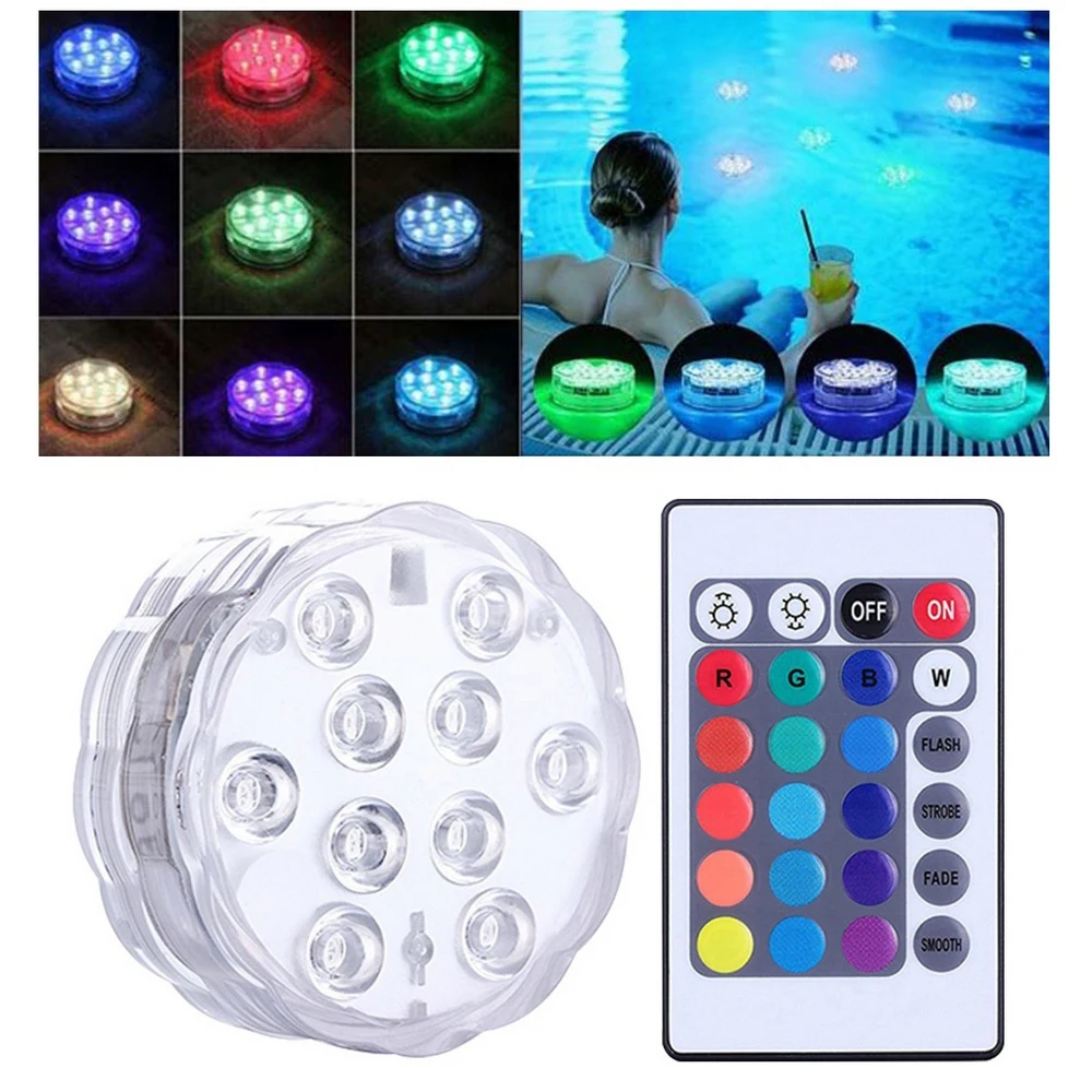 

Pool Lights Waterproof Battery Operated Underwater Lamp Remote Control Multi Color Submersible Underwater Lights Fish Tank Pond