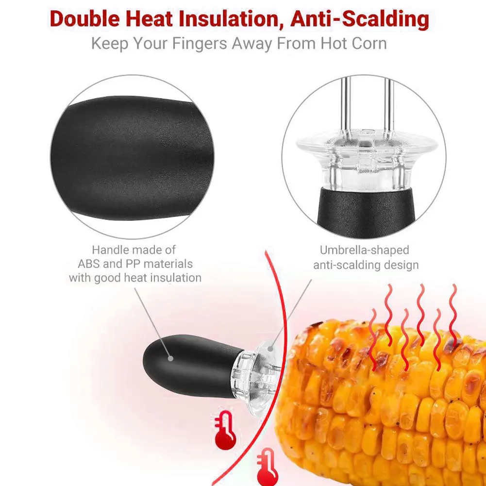 

8PCS/Lot Portable Barbecue Corn Holders Heat Insulation Stainless Steel Corn Rack with Anti-Slip Handle Barbecue Supplies