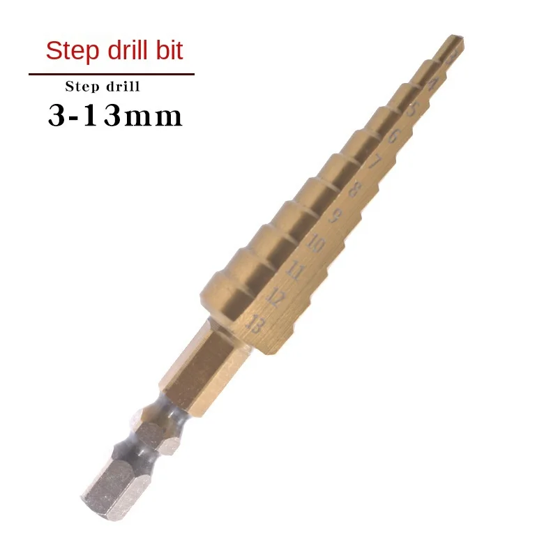 

3-13mm step drill high-speed steel titanium-plated electric drill reamer drill bit hole opener hexagonal shank pagoda drill