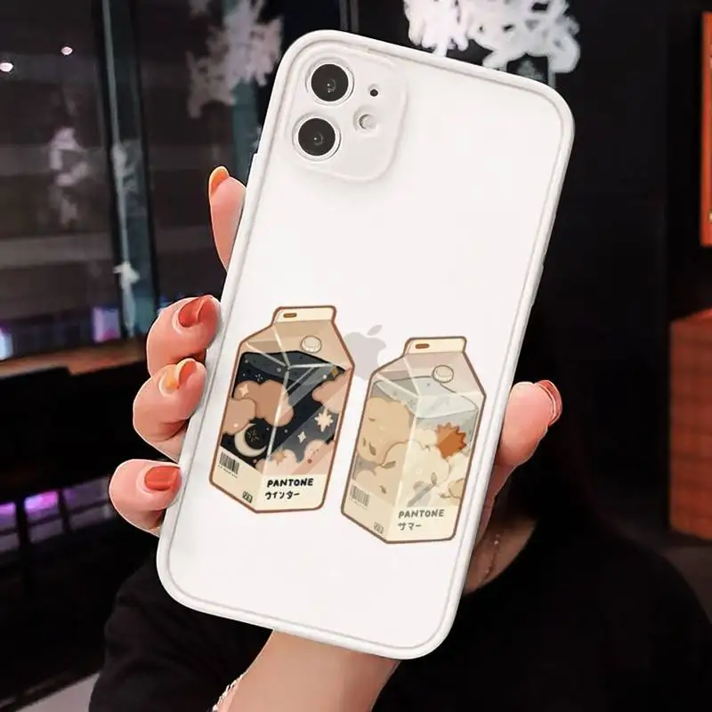 

Japanese Strawberry Milk food Phone Case Matte Transparent for iPhone 7 8 11 12 s mini pro X XS XR MAX Plus cover funda