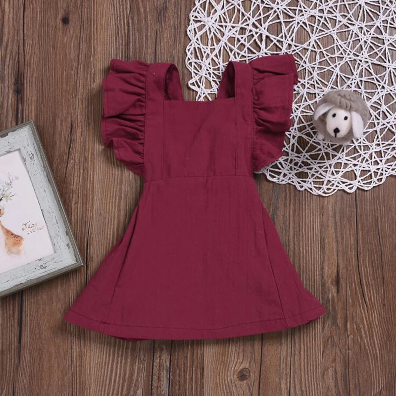 Детское платье для девочек детское однотонное хлопковое удобное милое цельное с