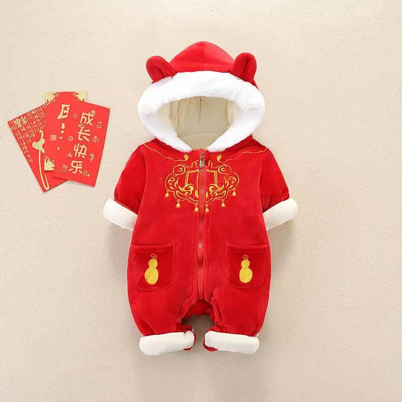 Комбинезон для новорожденных мальчиков и девочек зимний теплый хлопковый