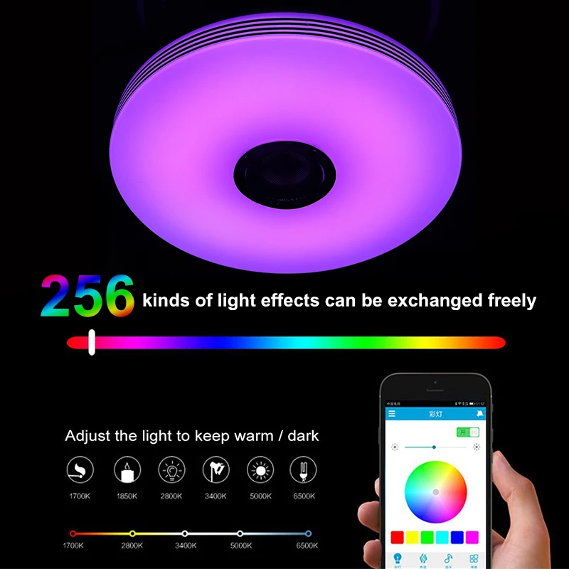 $23.67 Modern LED Ceiling Lights with Dimmable RGB bluetooth Music for Livingroom 36/72W APP Control Remote Control Lamp 110V/220V